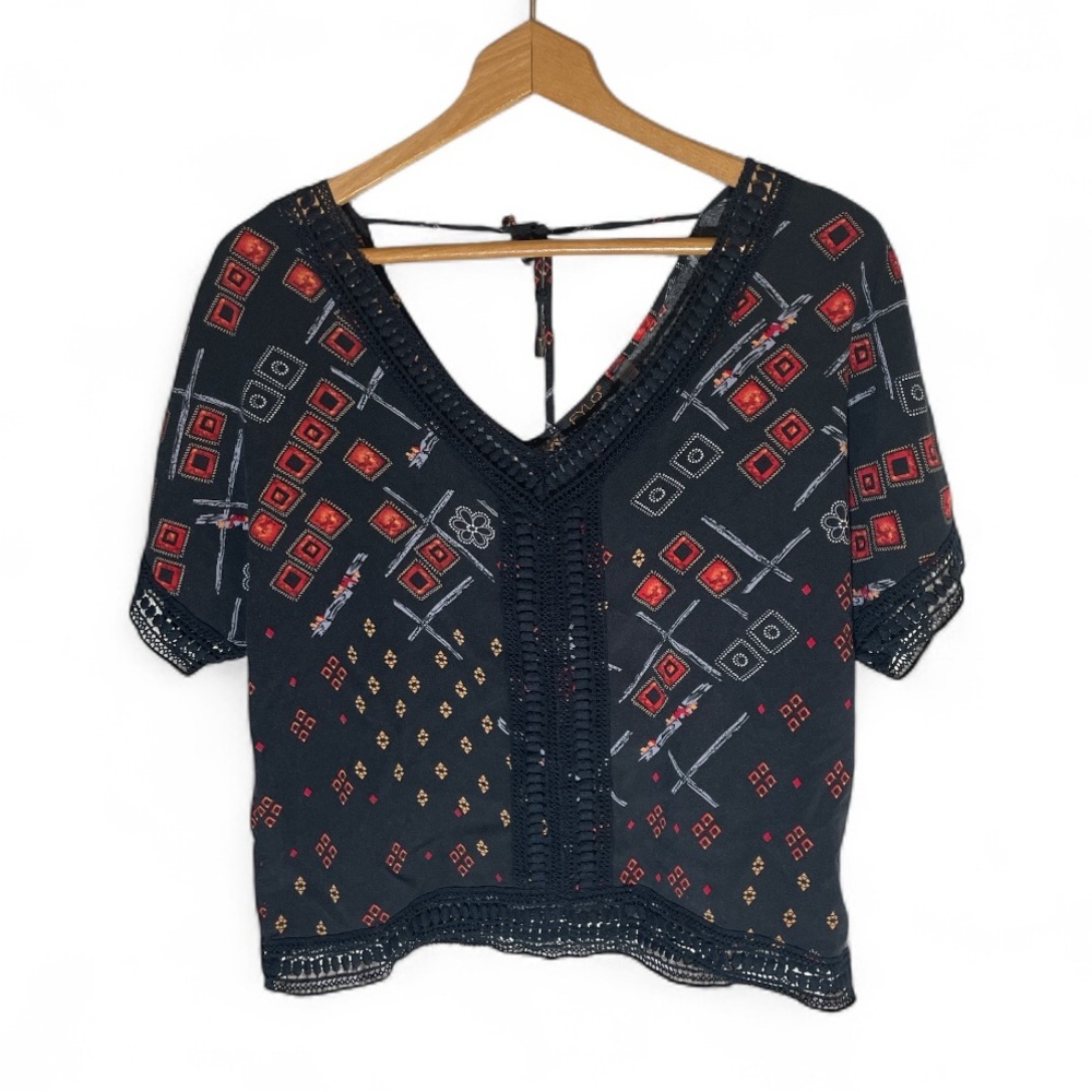E2- Tribal navy blue printed shirt fylo medium med m